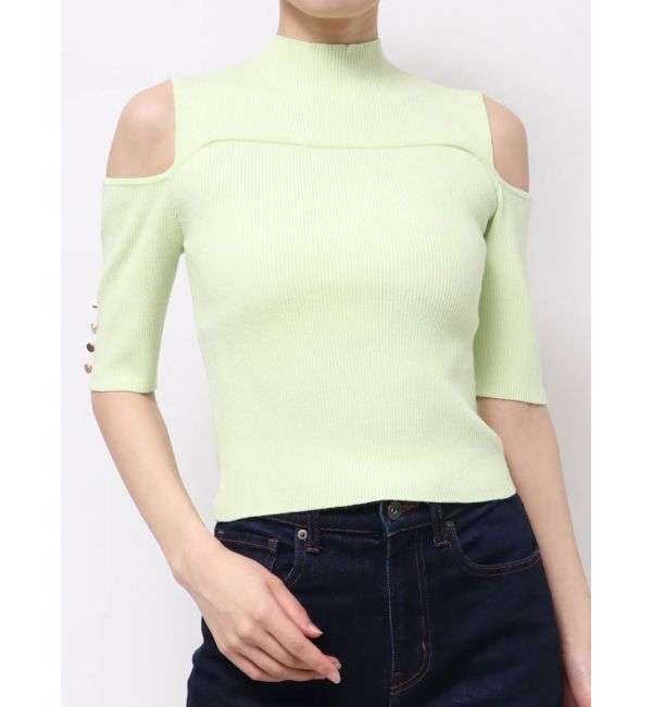 MERCURYDUO「ビスチェ風カットアウトニット」|ニット・セーター|ライム