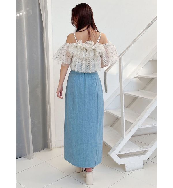 MERCURYDUO「フロントZIPデニムナロースカート」|スカート|