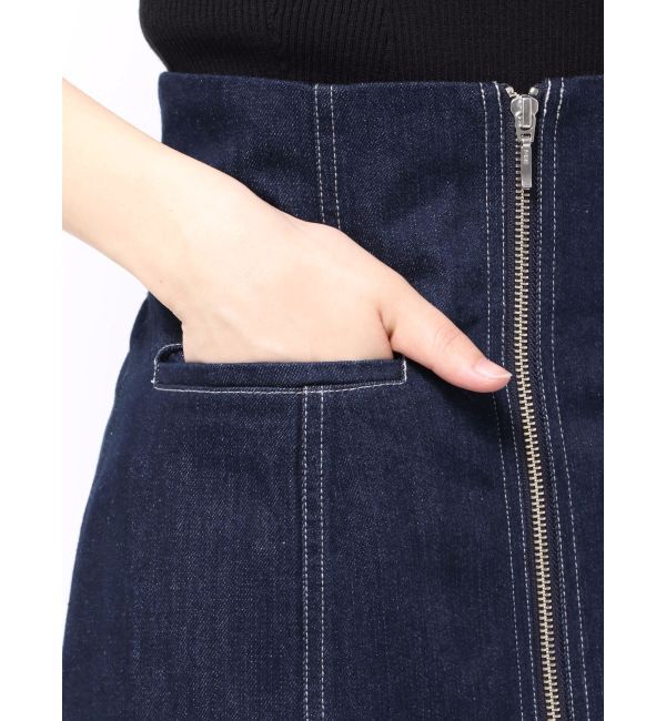 MERCURYDUO「フロントZIPデニムナロースカート」|スカート|