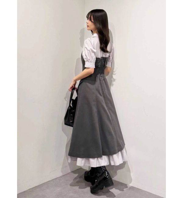 MERCURYDUO「シャツドッキングベアワンピース」|ワンピース|