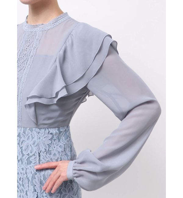 MERCURYDUO「レース切替マーメイドワンピース」|ドレス|