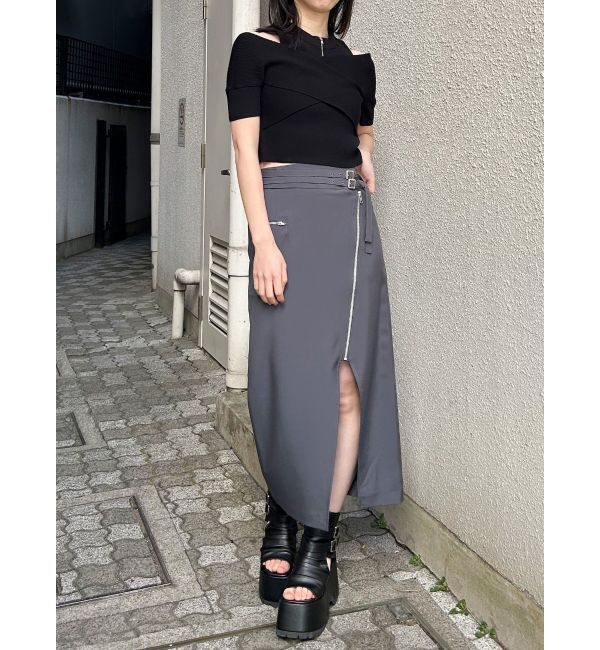 MURUA「ダブルベルトアシメZIPスカート」|スカート|