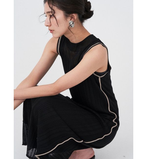 LAGUNAMOON「追加生産【WEB限定】ラインニットワンピース」|ワンピース|ブラック