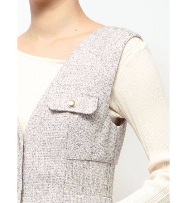 LAGUNAMOON「フラップボタンツィードジャンパースカート」|ジャンパースカート|