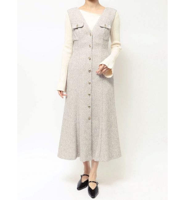 LAGUNAMOON「フラップボタンツィードジャンパースカート」|ジャンパースカート|