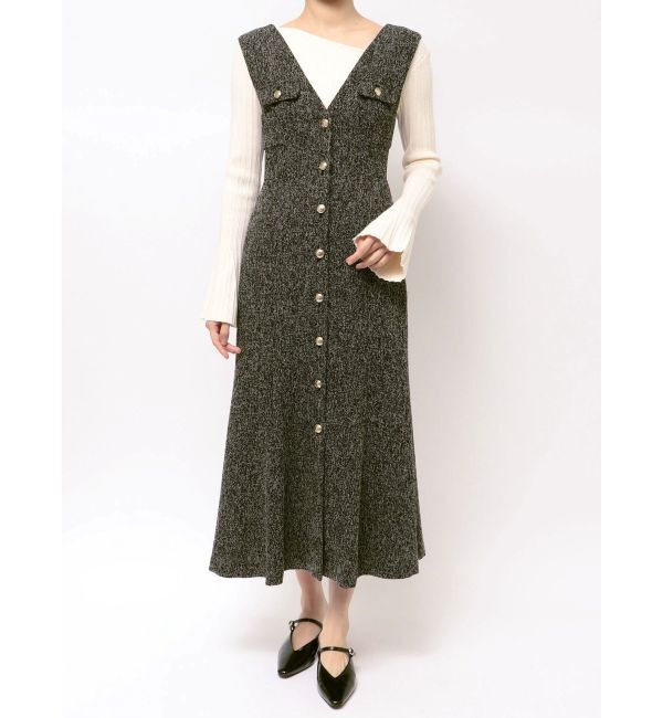 LAGUNAMOON「フラップボタンツィードジャンパースカート」|ジャンパースカート|