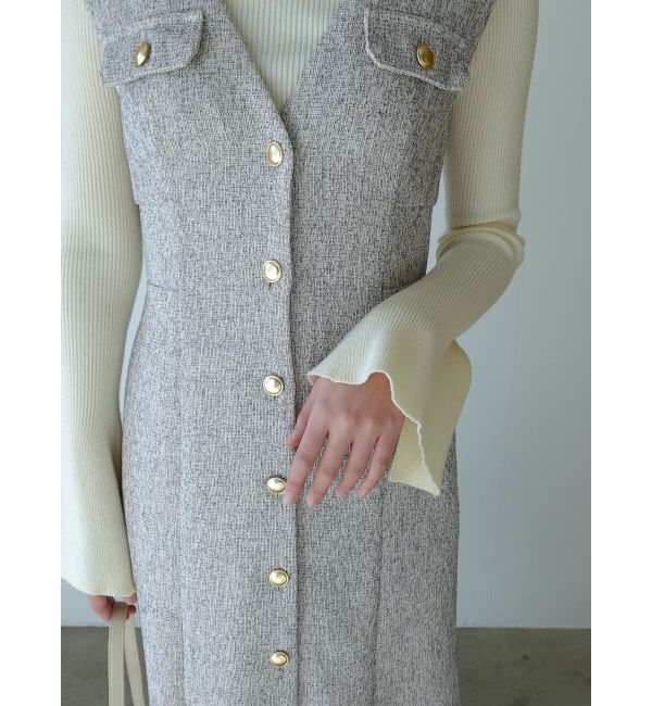 LAGUNAMOON「フラップボタンツィードジャンパースカート」|ジャンパースカート|
