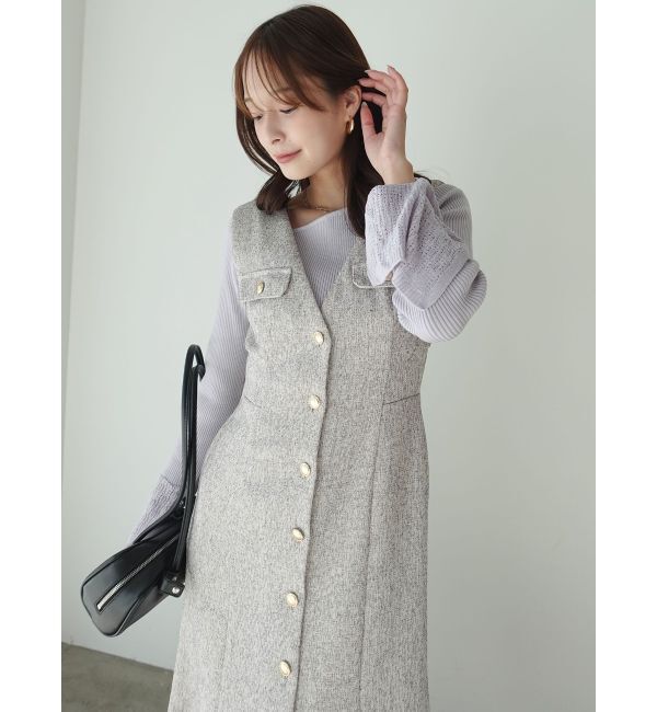 LAGUNAMOON「フラップボタンツィードジャンパースカート」|ジャンパースカート|