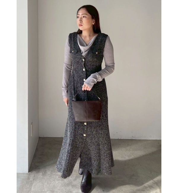 LAGUNAMOON「フラップボタンツィードジャンパースカート」|ジャンパースカート|ブラック