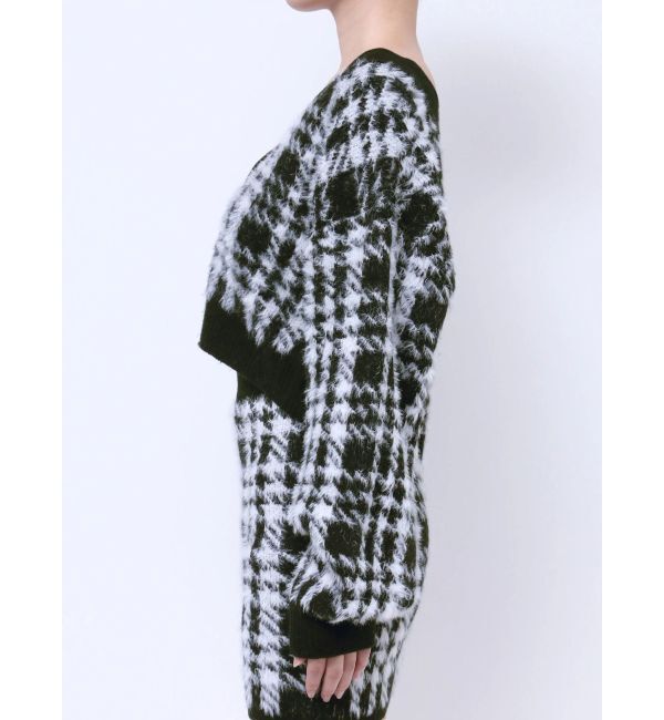 GYDA「シャギーCHECK PATTERN MIXニットトップス【SETUP着用可】」|ニット・セーター|