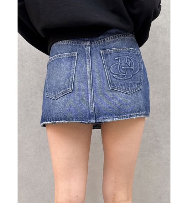 GYDA「ハイウエストGD embossダメージスカートライクデニムショートパンツ」|スカート|