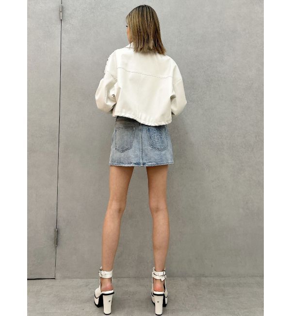 GYDA「ハイウエストGD embossダメージスカートライクデニムショートパンツ」|スカート|