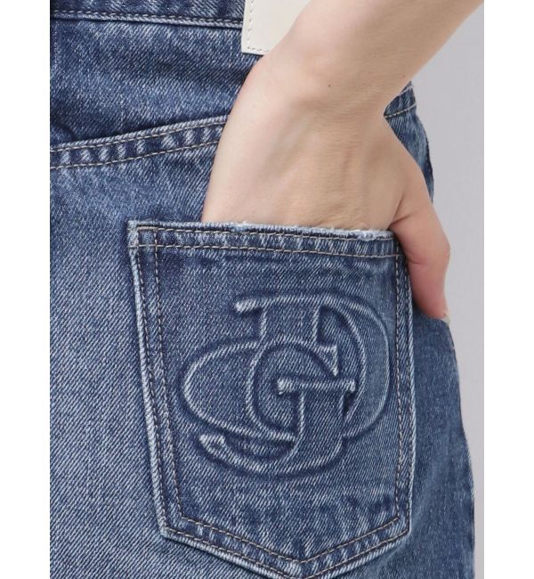 GYDA「ハイウエストGD embossダメージスカートライクデニムショートパンツ」|スカート|