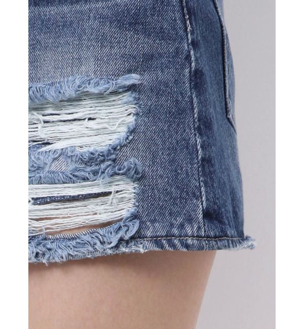GYDA「ハイウエストGD embossダメージスカートライクデニムショートパンツ」|スカート|