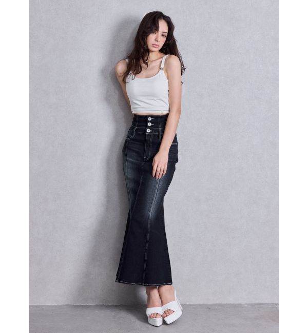 GYDA「ハイウエストBACKクロスマーメイドデニムスカート」|スカート|