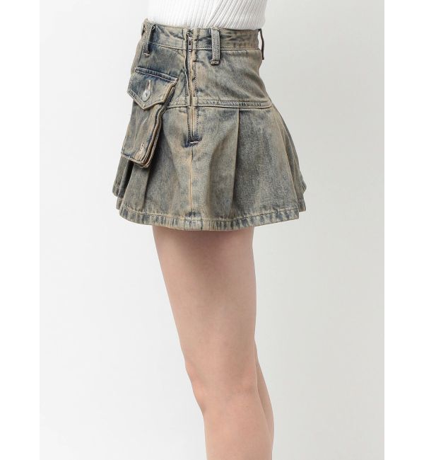 GYDA「ハイウエストGG POKETプリーツデニムスカートライクショートパンツ」|スカート|
