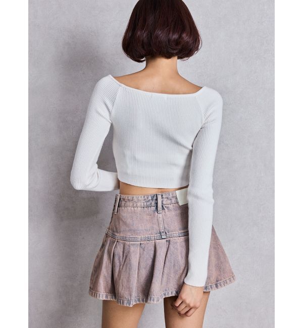 GYDA「ハイウエストGG POKETプリーツデニムスカートライクショートパンツ」|スカート|