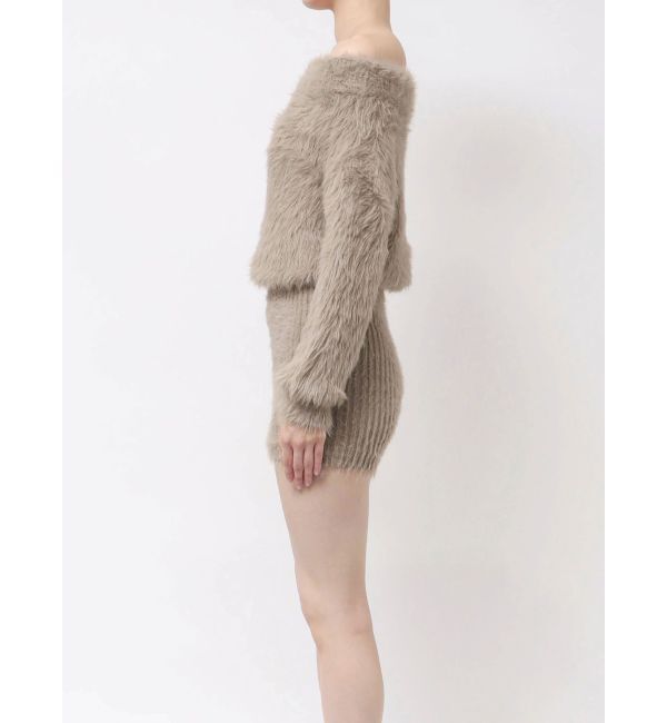 GYDA「オフショルデザインシャギーニットワンピース」|ワンピース|