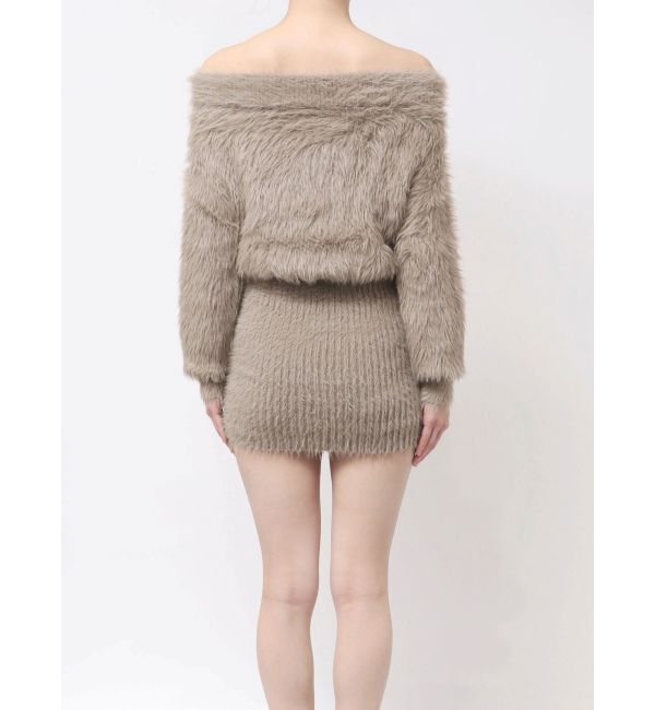 GYDA「オフショルデザインシャギーニットワンピース」|ワンピース|