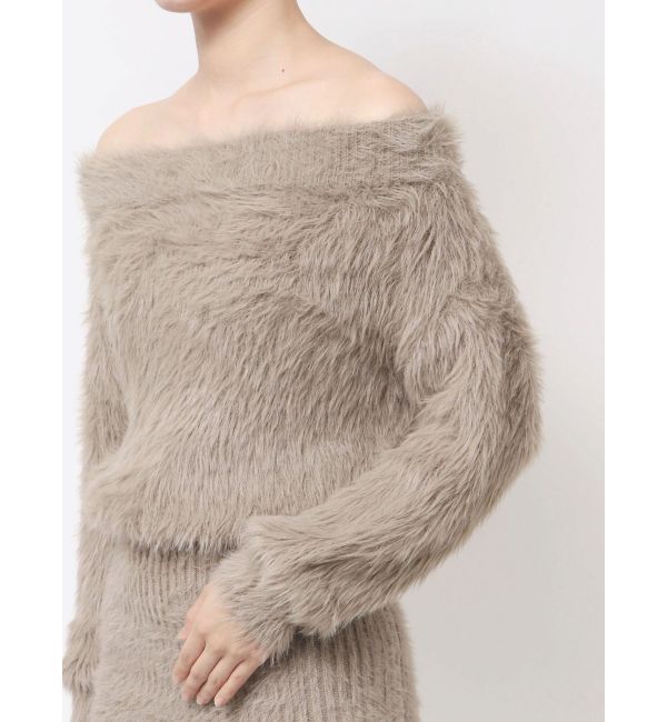 GYDA「オフショルデザインシャギーニットワンピース」|ワンピース|