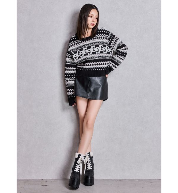 GYDA「GG NORDICショートニットトップス」|ニット・セーター|