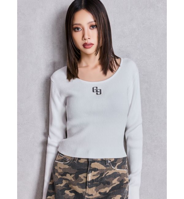 GYDA「GGプレートlong sleeveニットトップス」|ニット・セーター|