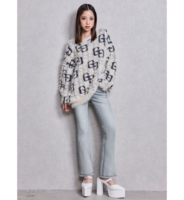 GYDA「GG PATTERN MIXシャギーニットトップス」|ニット・セーター|