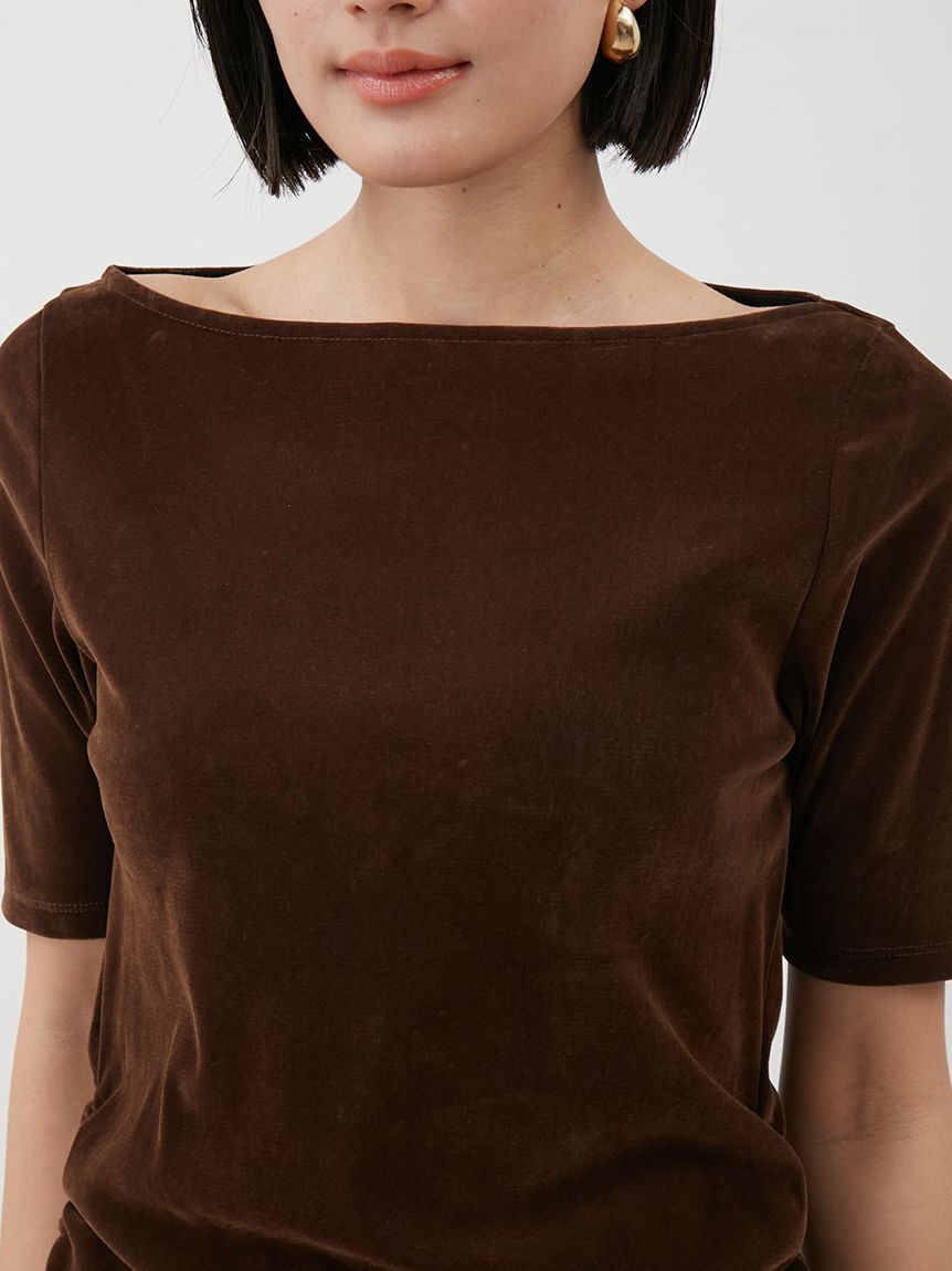 Mila Owen「【セットアップ対応】ベロアSET UP2wayボートネックプルオーバー」|Tシャツ・カットソー|