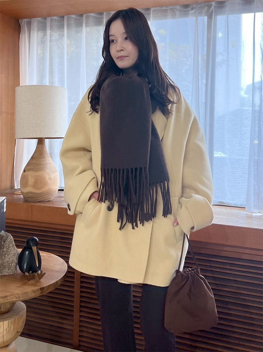 Mila Owen「woolコクーンシルエットピーコート」|チェスターコート|