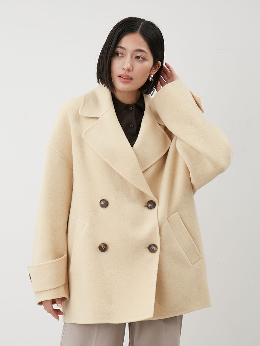 Mila Owen「woolコクーンシルエットピーコート」|チェスターコート|
