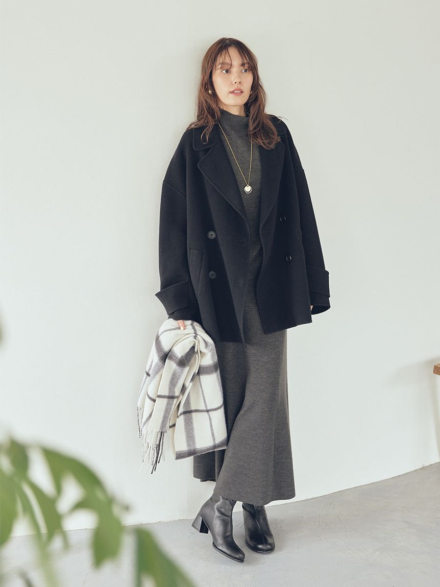 Mila Owen「woolコクーンシルエットピーコート」|チェスターコート|