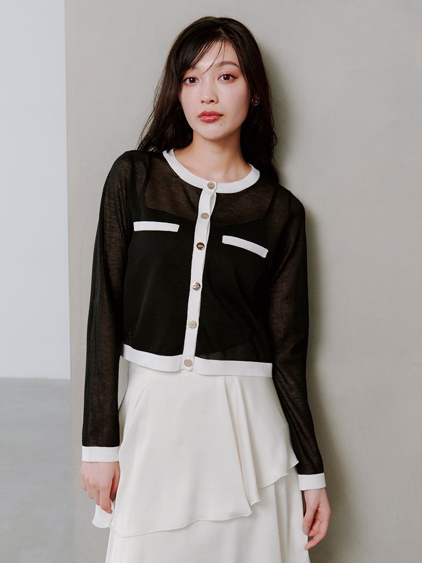 SNIDEL「Sustainableメタルボタンシアーカーディガン」|ニット・セーター|