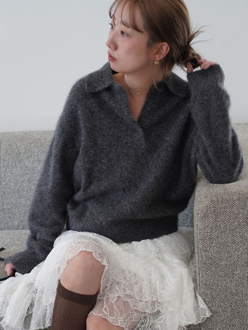 SNIDEL「【HIGH QUALITY】フォックスカシミヤニットポロ」|ニット・セーター|