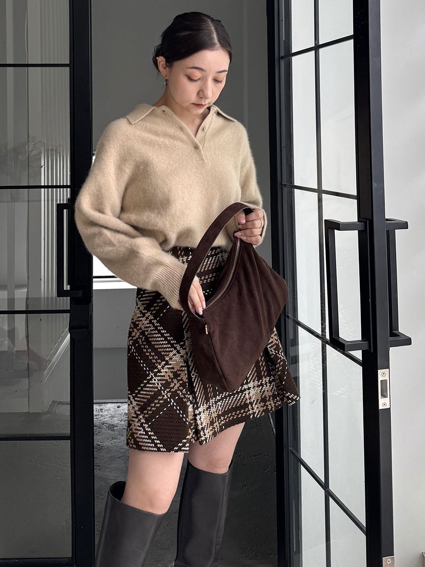 SNIDEL「【HIGH QUALITY】フォックスカシミヤニットポロ」|ニット・セーター|