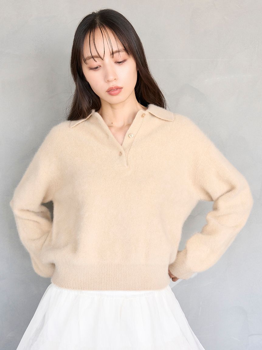 SNIDEL「【HIGH QUALITY】フォックスカシミヤニットポロ」|ニット・セーター|