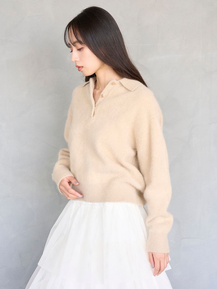 SNIDEL「【HIGH QUALITY】フォックスカシミヤニットポロ」|ニット・セーター|