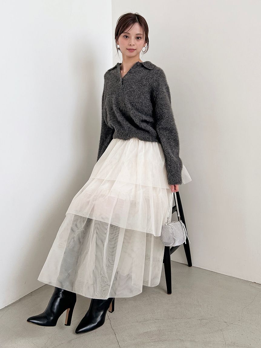 SNIDEL「【HIGH QUALITY】フォックスカシミヤニットポロ」|ニット・セーター|