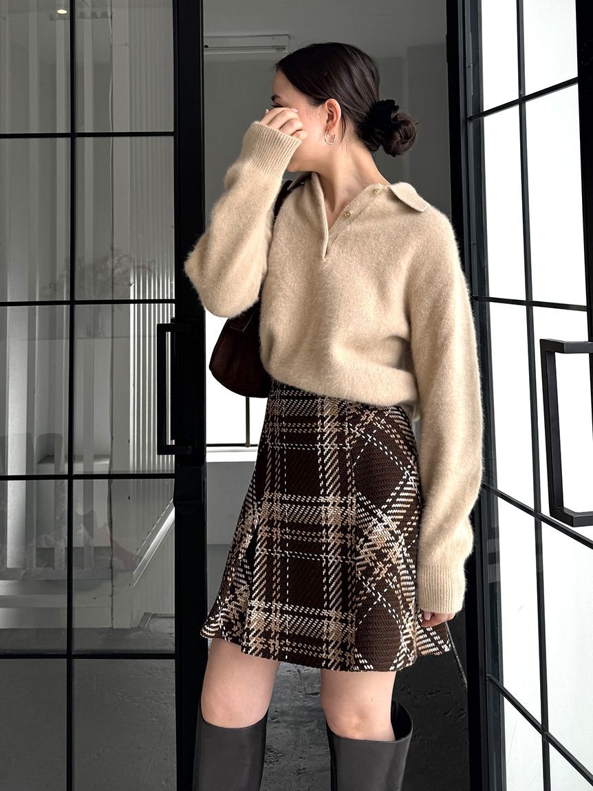 SNIDEL「【HIGH QUALITY】フォックスカシミヤニットポロ」|ニット・セーター|BEG