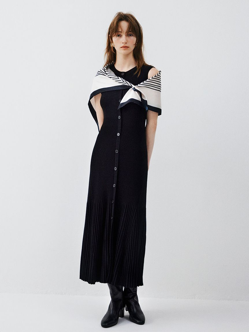 FRAY I.D「スカーフセットニットワンピース」|ワンピース|BLK