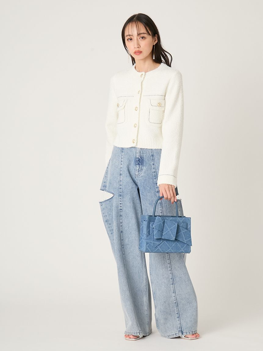 FRAY I.D「【ルエル】デニムリボンミドルバッグ」|ハンドバッグ|