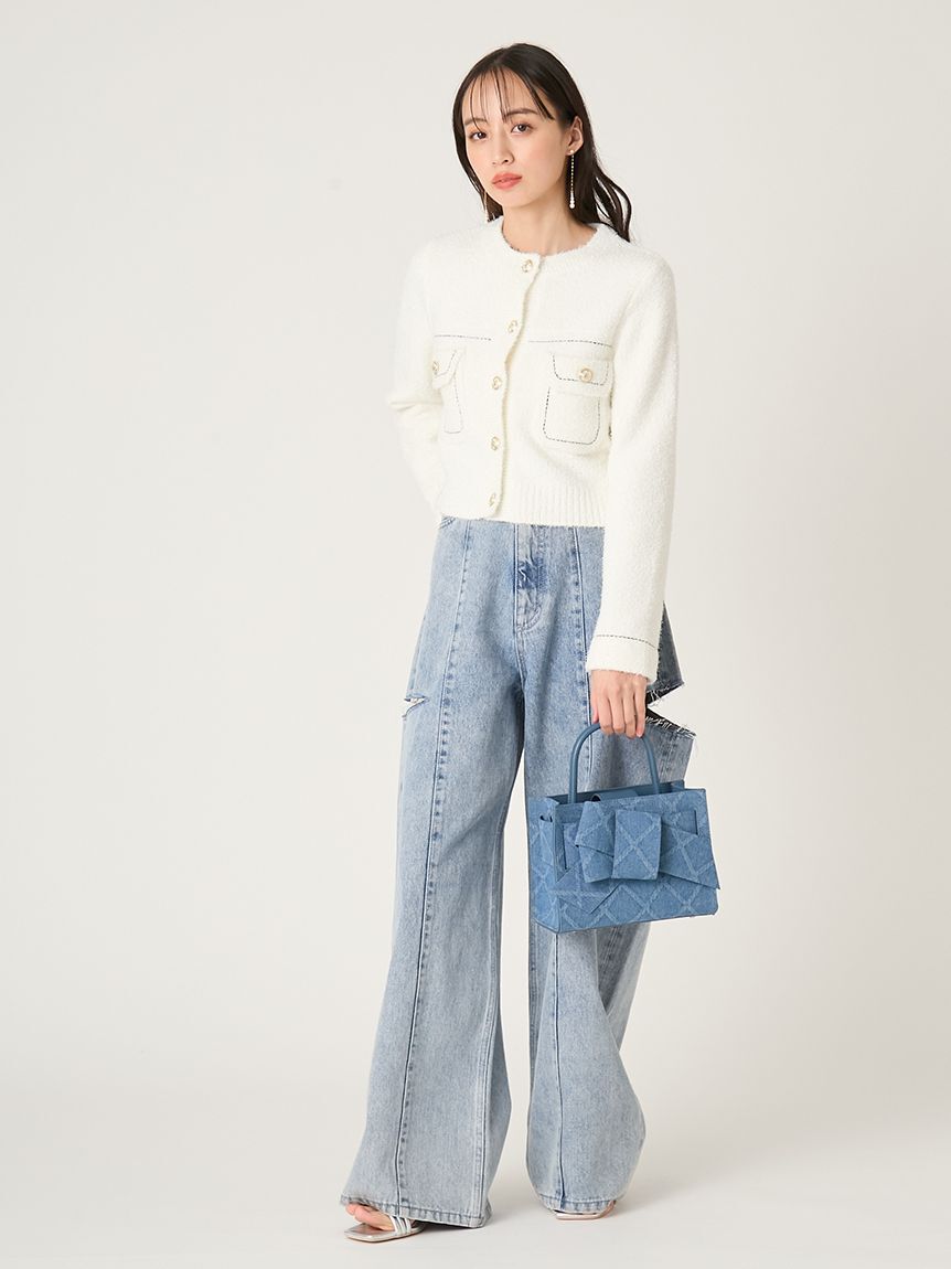 FRAY I.D「【ルエル】デニムリボンミドルバッグ」|ハンドバッグ|