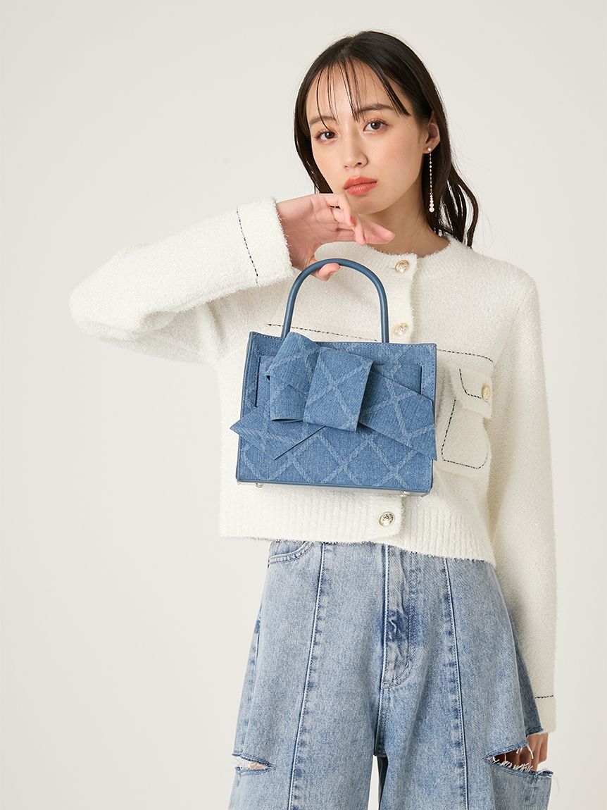 FRAY I.D「【ルエル】デニムリボンミドルバッグ」|ハンドバッグ|