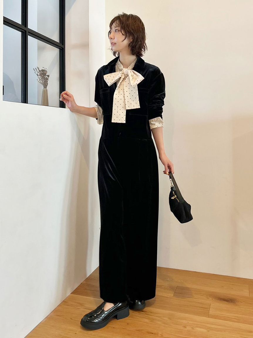 LILY BROWN「【WEB限定00サイズ】ベロアジャンプスーツ」|ワンピース|BLK