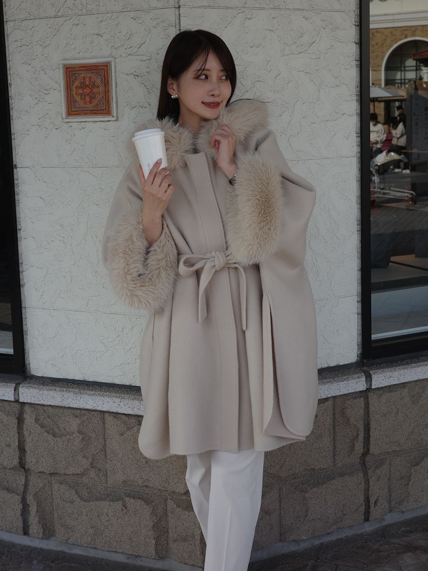 CELFORD「【WEB限定カラー】ファーポンチョコート」|ポンチョ・ケープ|