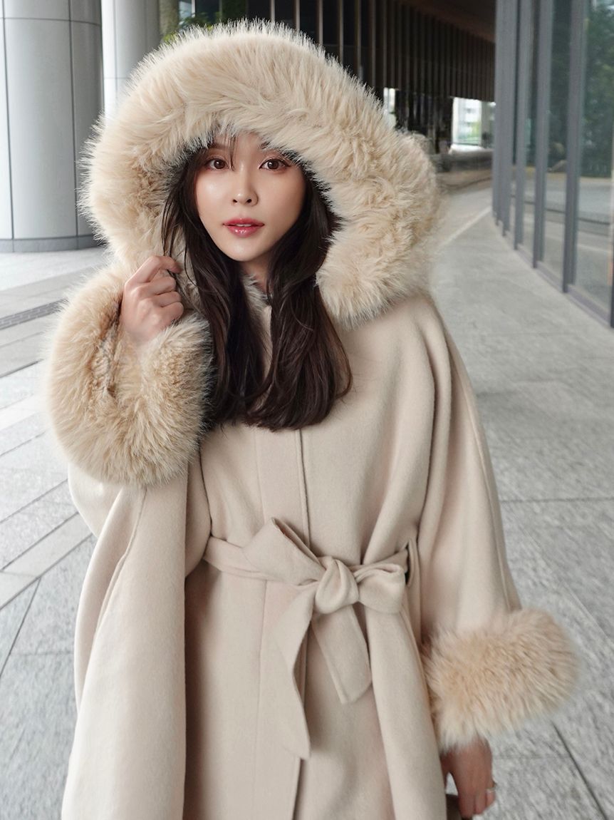 CELFORD「【WEB限定カラー】ファーポンチョコート」|ポンチョ・ケープ|