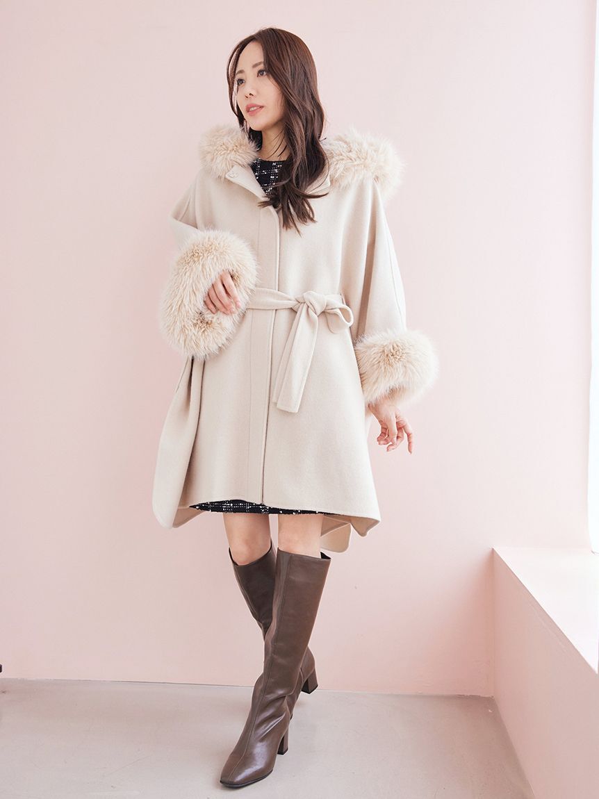 CELFORD「【WEB限定カラー】ファーポンチョコート」|ポンチョ・ケープ|