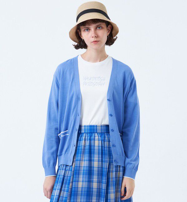 MACKINTOSH PHILOSOPHY「トリミングカラーVネックカーディガン」|ニット・セーター|ブルー