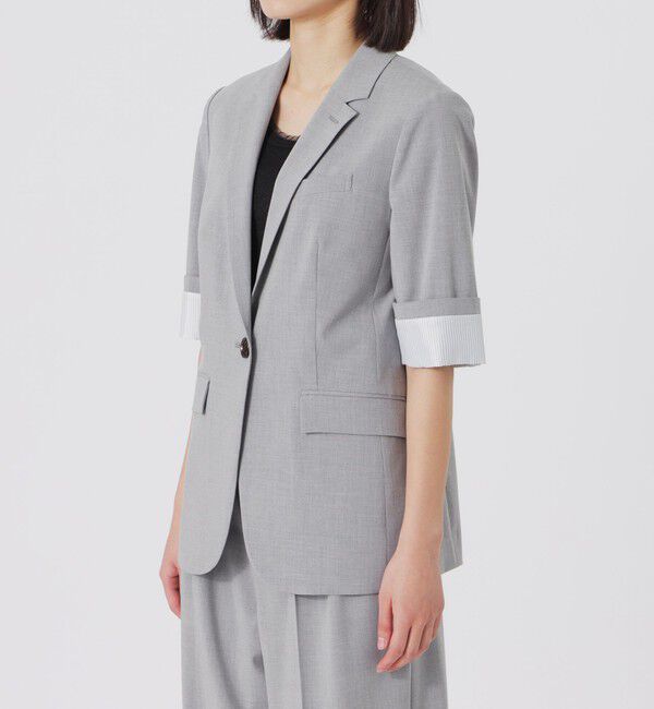  「ウォッシャブルトロハーフスリーブジャケット」|テーラードジャケット|