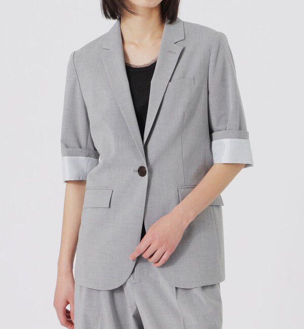  「ウォッシャブルトロハーフスリーブジャケット」|テーラードジャケット|