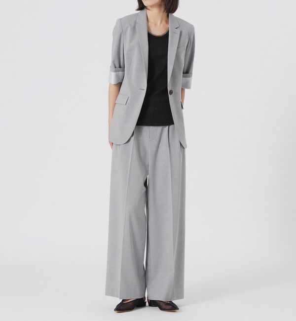  「ウォッシャブルトロハーフスリーブジャケット」|テーラードジャケット|